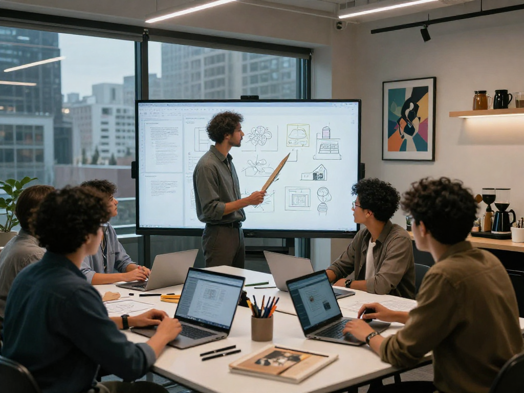 nsfw ai concept art developed by a creative team in a vibrant urban workspace, highlighting collaboration and innovation